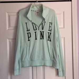 Light Teal Pink Victoria’s Secret Quarter Zip